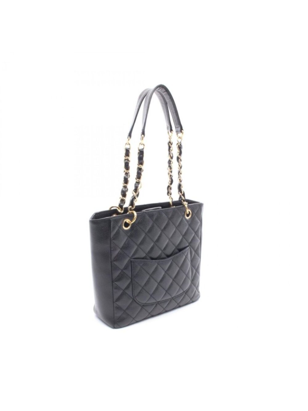 ★SOLD★ Chanel Tote Quilted Petite Shopping PST Black Caviar Leather Chain - Picture 2 of 9
